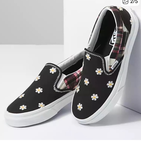 Vans Shoes - NWOT! VANS Floral Plaid Slip-on Sneakers. Size 8.5